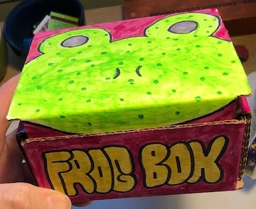 Bright green frog gift box