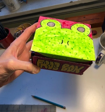 Bright green frog gift box