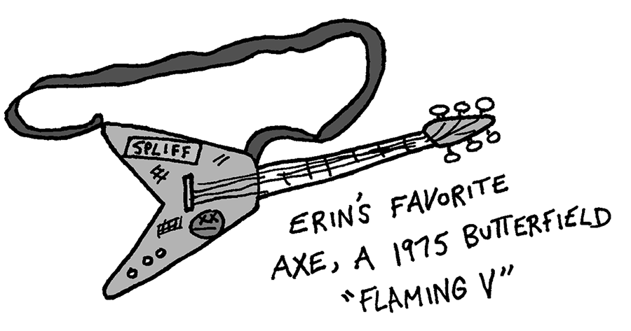 Drawing of a Flaming Vee guitar