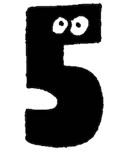 Cartoon of the number 5