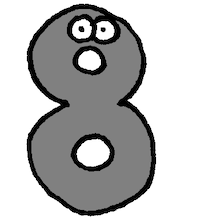 Cartoon of the number 8