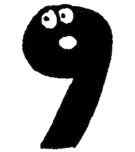 Cartoon of the number 9