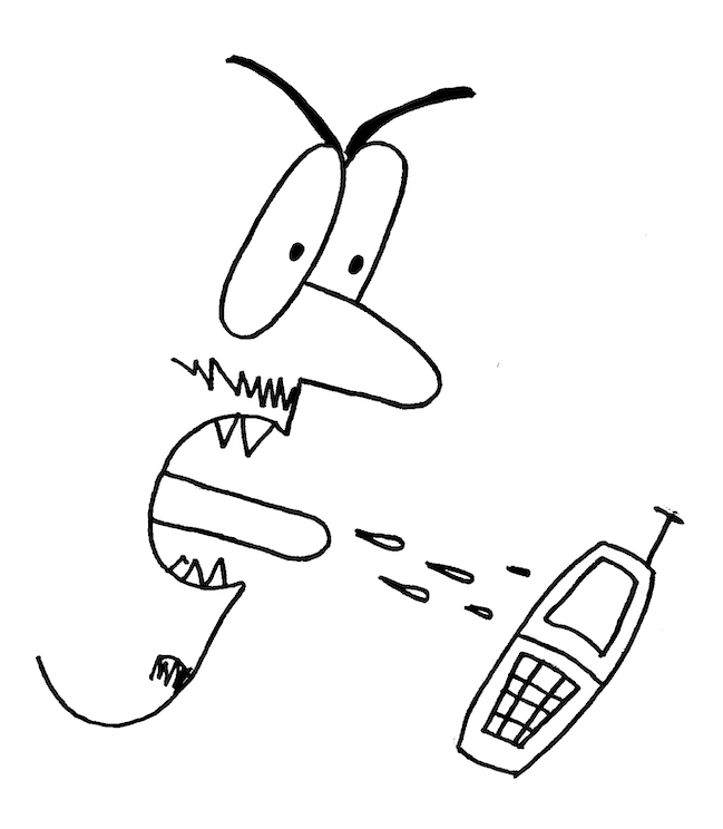 Shouting into a phone drawing