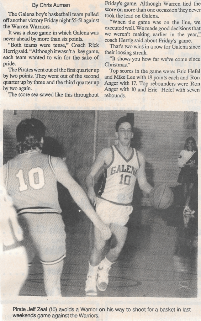 Galena Gazette basketball article