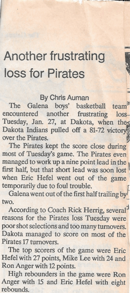 Galena Gazette basketball article