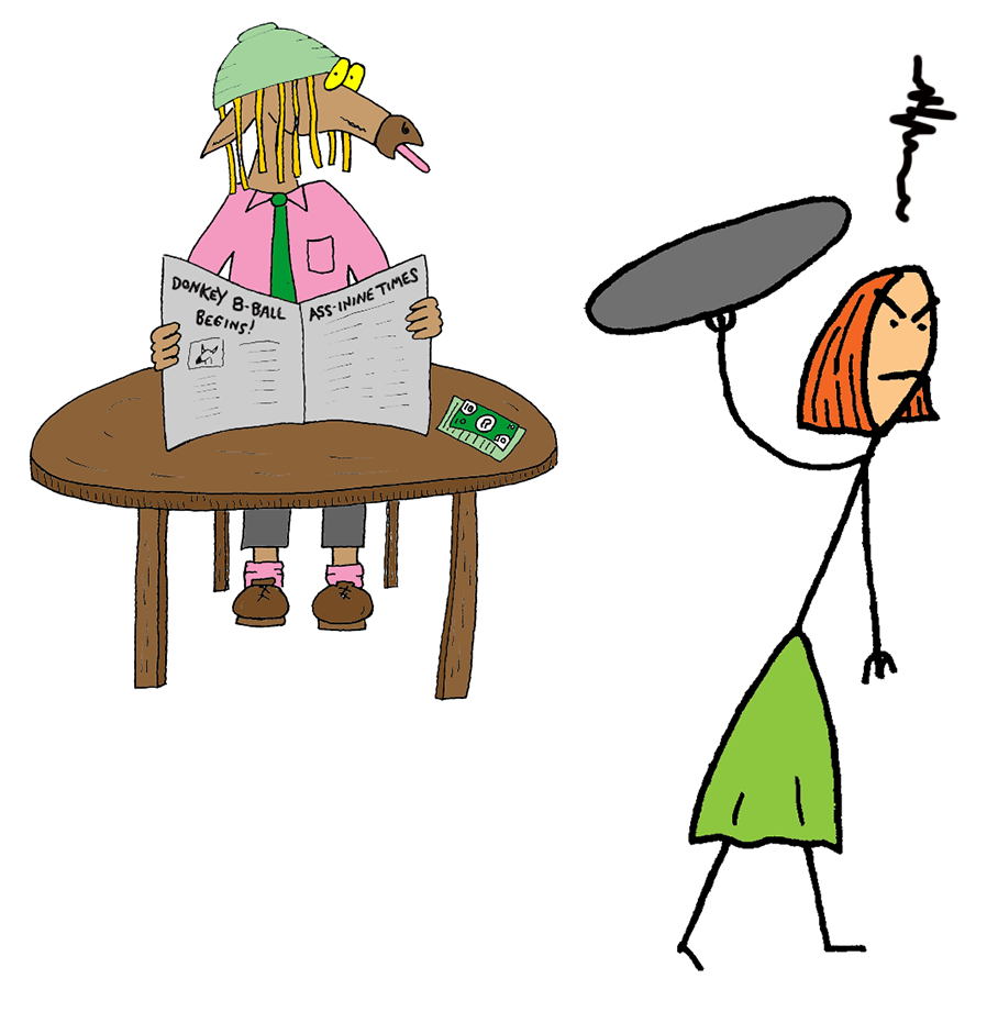 Servers dumps a bowl of noodles